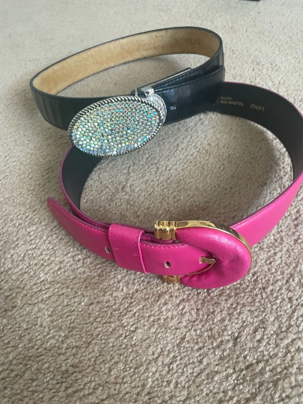 Liz Claiborne Hot Pink Belt with Gold Buckle
Two belts